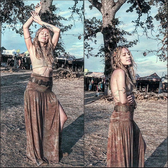 Side Slit Maxi Skirt Tie Dye - Festival Hippie Boho Tie Dyed Dress XS S M L XL - Picture 4 of 12